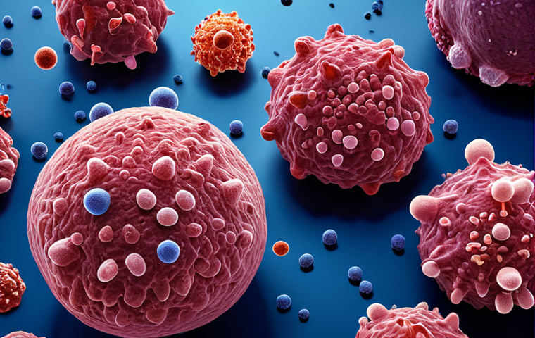 **

A microscopic view of various immune cells (neutrophils, lymphocytes - T cells, B cells, NK cells, monocytes) in action. Highlight antibodies binding to antigens on a pathogen. Include cytokine signaling with visual cues. A "science illustration" style.

**