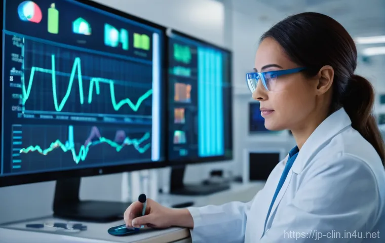 임상병리사와 헬스케어 트렌드 - **Prompt:** A focused female clinical laboratory technologist, in her late 20s to early 30s, wearing...