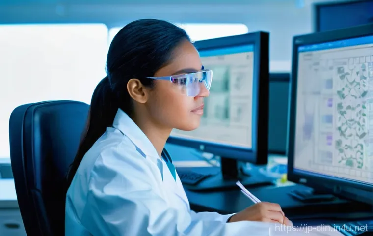 임상병리사로서 필요한 소프트스킬 - **Prompt for "Teamwork and Information Sharing":**
    A diverse group of three medical professional...