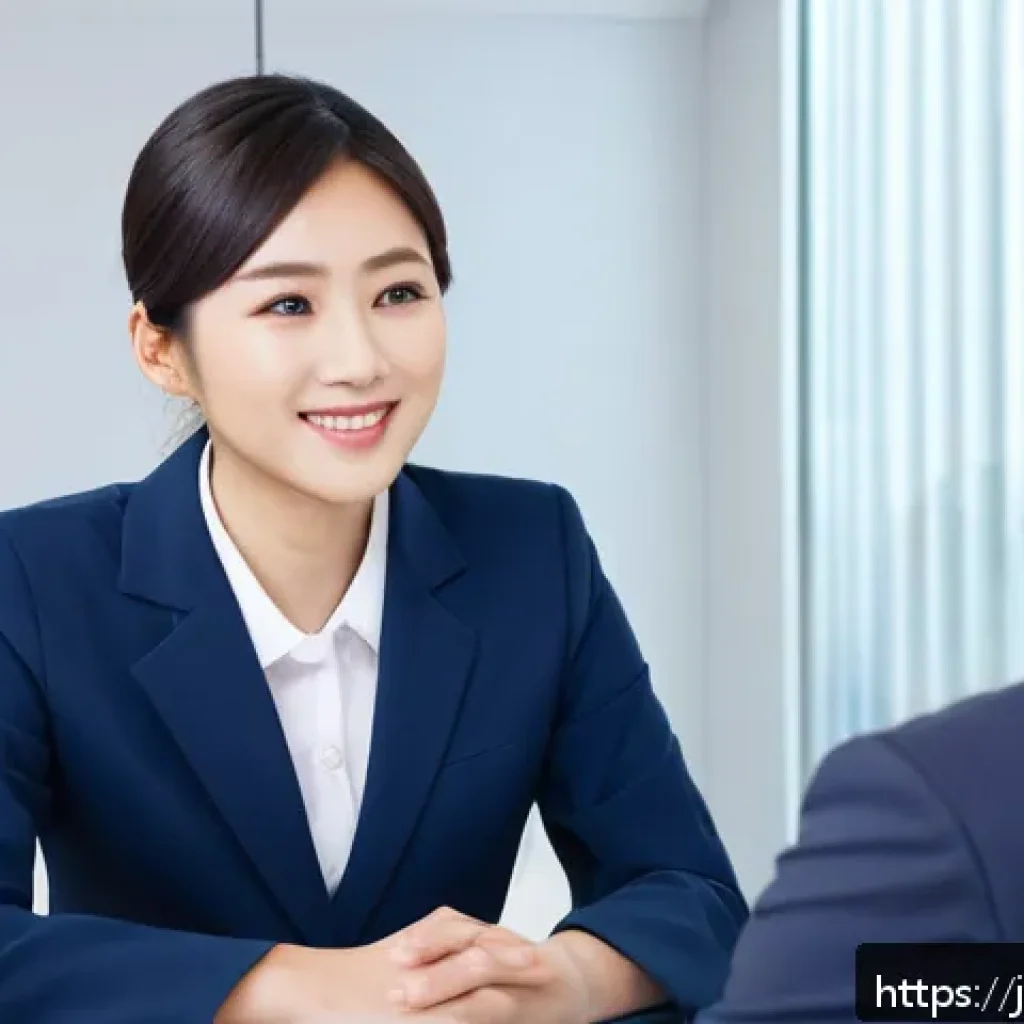 임상병리사 면접 피드백 사례 - A professional interview scene set in a modern office environment with a young Japanese clinical lab...