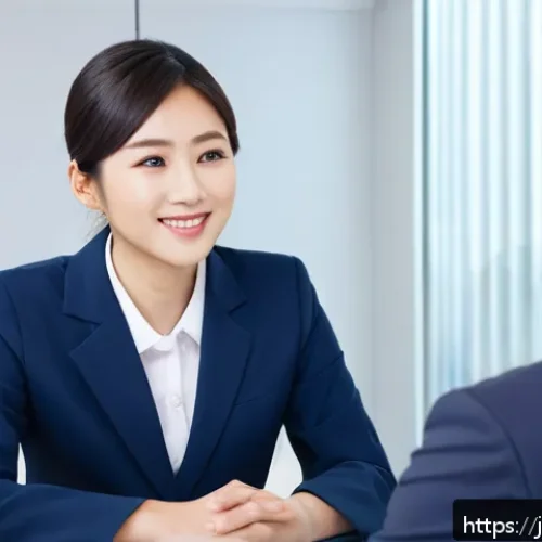 임상병리사 면접 피드백 사례 - A professional interview scene set in a modern office environment with a young Japanese clinical lab...