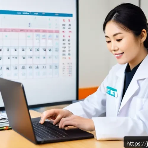 임상병리사 자격증 유지 조건 - A modern Japanese clinical laboratory technician in their mid-30s, dressed professionally in a white...