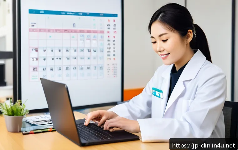 임상병리사 자격증 유지 조건 - A modern Japanese clinical laboratory technician in their mid-30s, dressed professionally in a white...